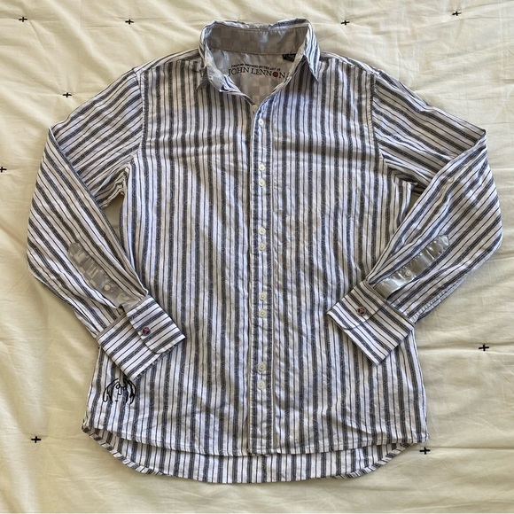 2009 JOHN LENNON IMAGINE SHIRT Yoko Ono Bag One Long Sleeve Striped Sz Small - Picture 5 of 11